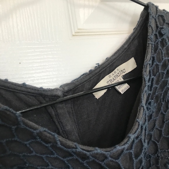 Preloved Zara Trafaluc eyelet lace dress dark grey size us S 100% cotton - Picture 6 of 6